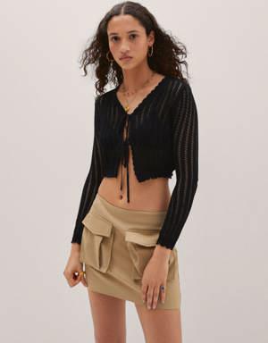Openwork knitted cropped cardigan