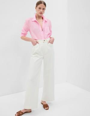 Gap Linen Boyfriend Shirt pink