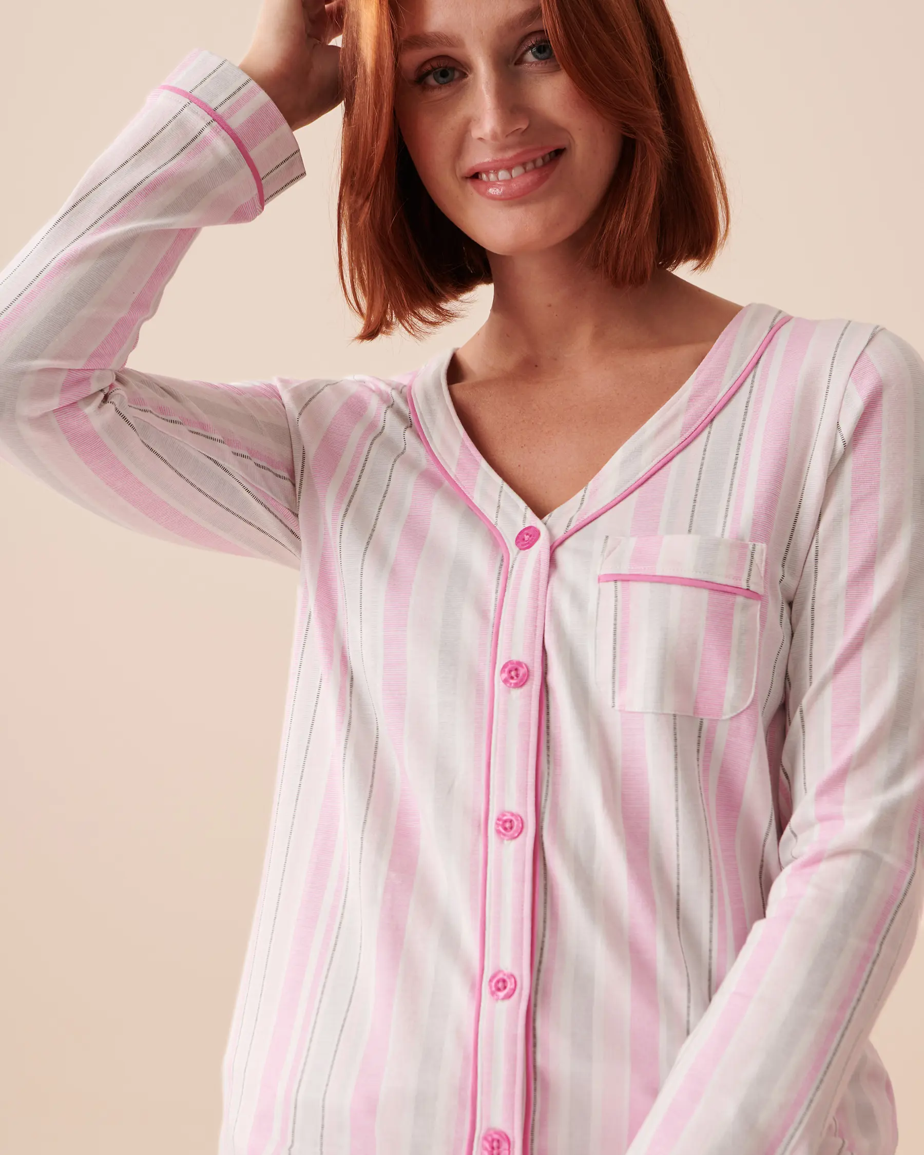 La Vie en Rose Striped Cotton Button-down Shirt. 3