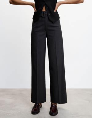 Belt high-waist trousers