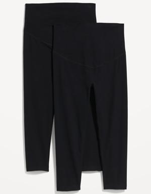 Maternity 2-Pack Full-Panel Cropped Jersey Leggings black