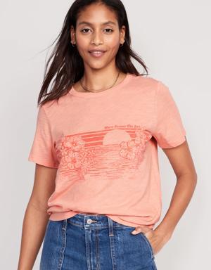 Old Navy EveryWear Slub-Knit Graphic T-Shirt for Women pink
