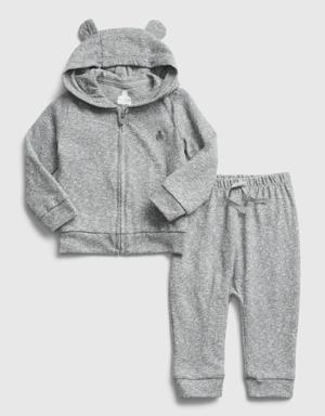 Baby Marled Hoodie Outfit Set gray