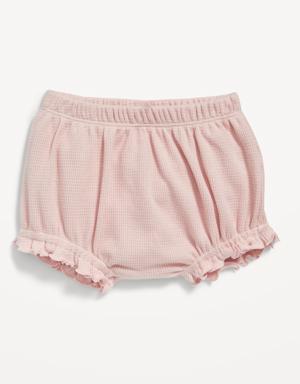 Ruffled Thermal-Knit Bloomer Shorts for Baby pink