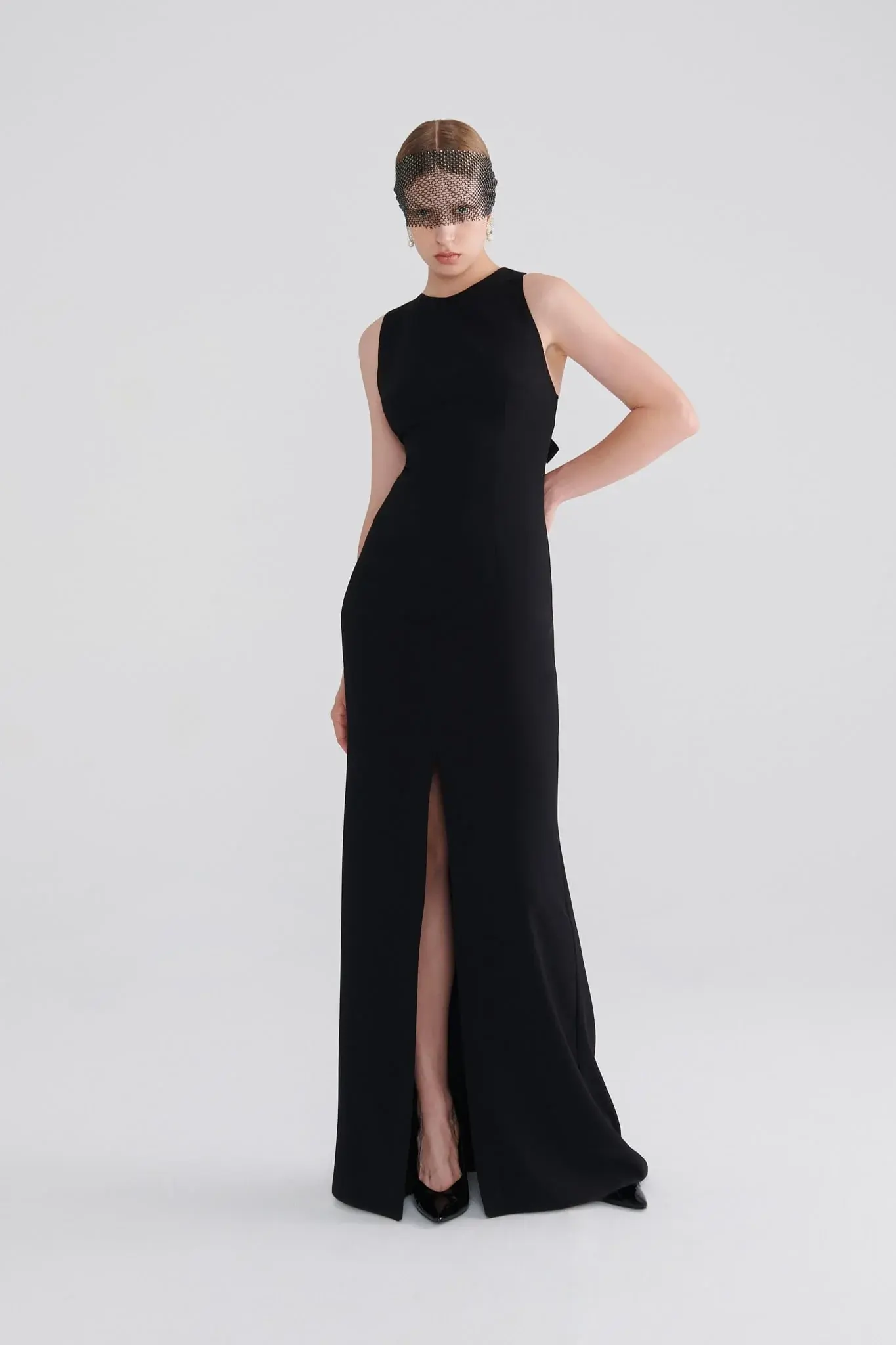 Roman Elegant Backless Black Evening Gown - 2 / Black. 1