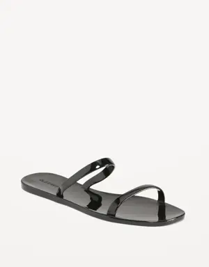 Shiny-Jelly Slide Sandals for Women black