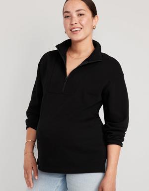 Maternity Quarter-Zip Pullover Sweatshirt black
