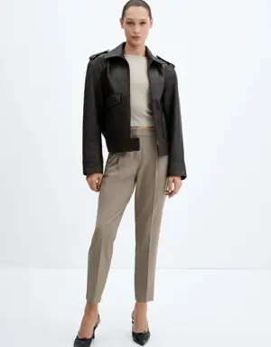 Pleat straight trousers