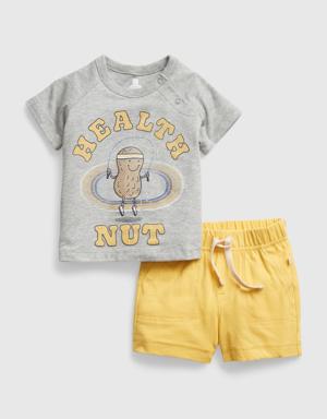 Gap Baby 100% Organic Cotton Mix and Match Printed Outfit Set gray