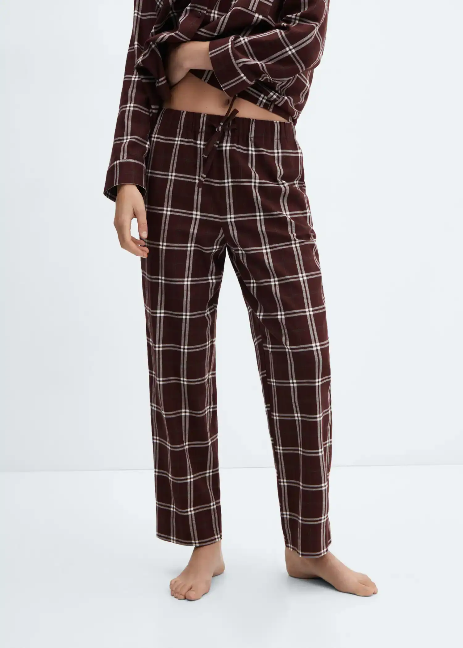 Mango Pantaloni de pijama din flanelă în carouri. 2