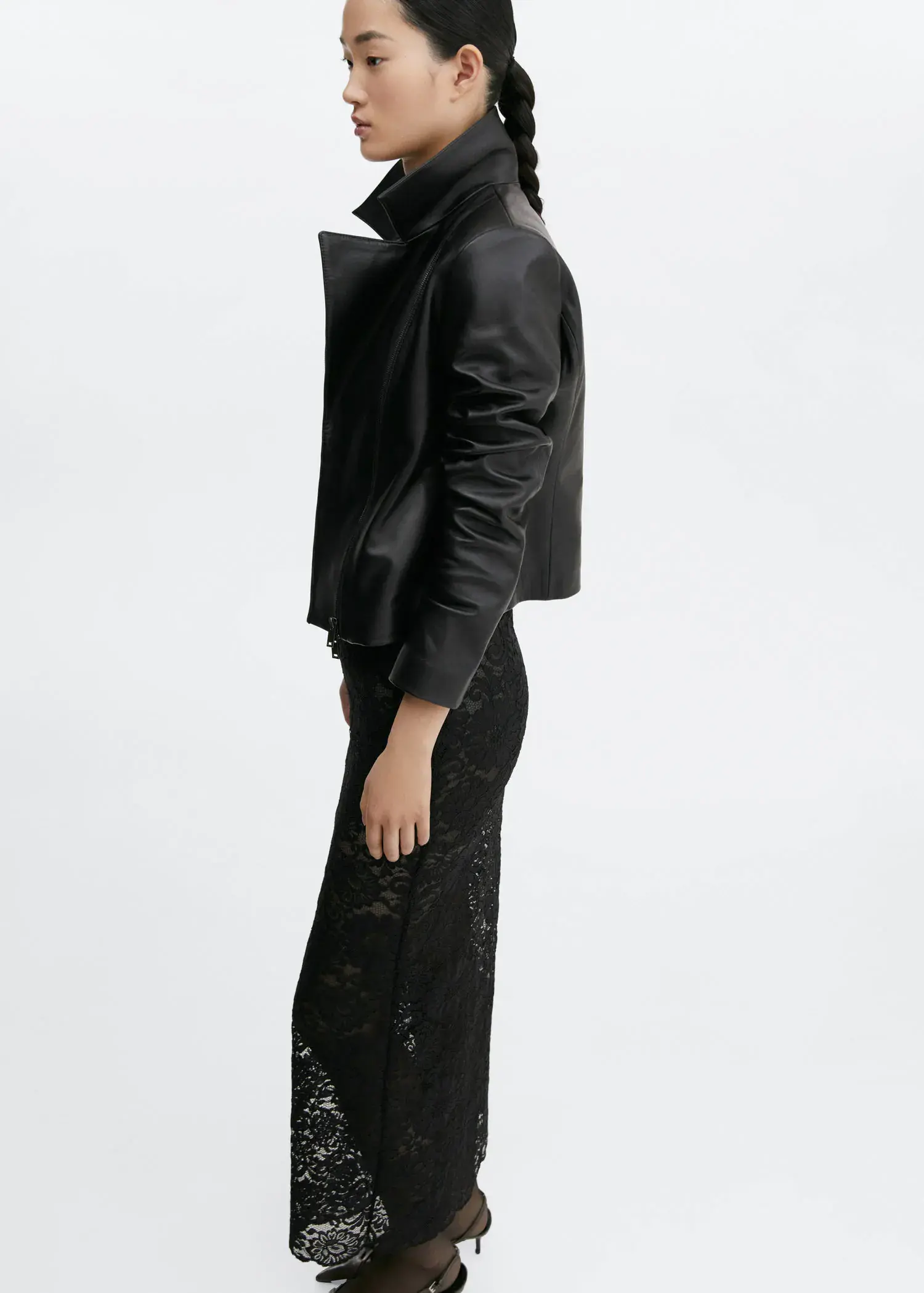 Mango Blouson biker en cuir. 3