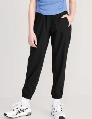 High-Waisted StretchTech Zip-Pocket Jogger Performance Pants for Girls black