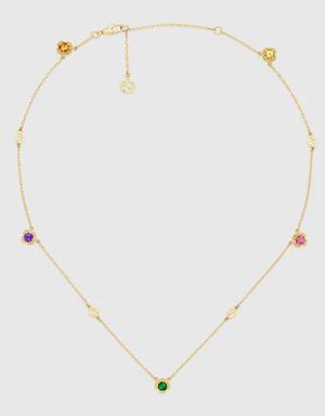 Interlocking G 18k necklace with gemstones