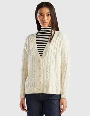 oversized fit cardigan with cables