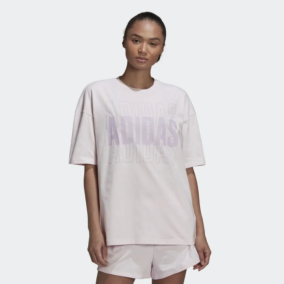 Adidas Essentials Repeat adidas Logo Oversized T-Shirt. 2