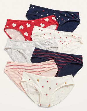 Printed Bikini Underwear 7-Pack for Girls pink