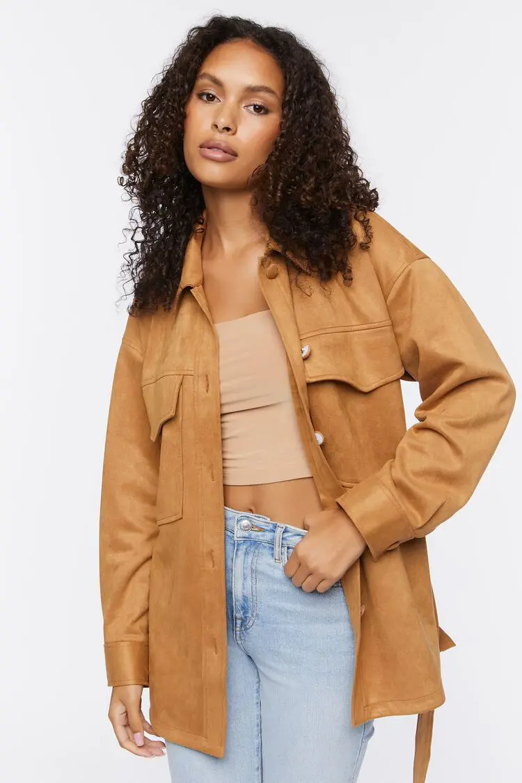 Forever 21 Forever 21 Faux Suede Trench Jacket Tan. 1