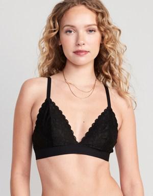 Old Navy V-Neck Lace Triangle Bralette Top for Women black