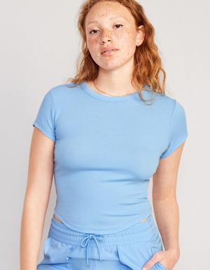 UltraLite Cropped Rib-Knit T-Shirt for Women blue