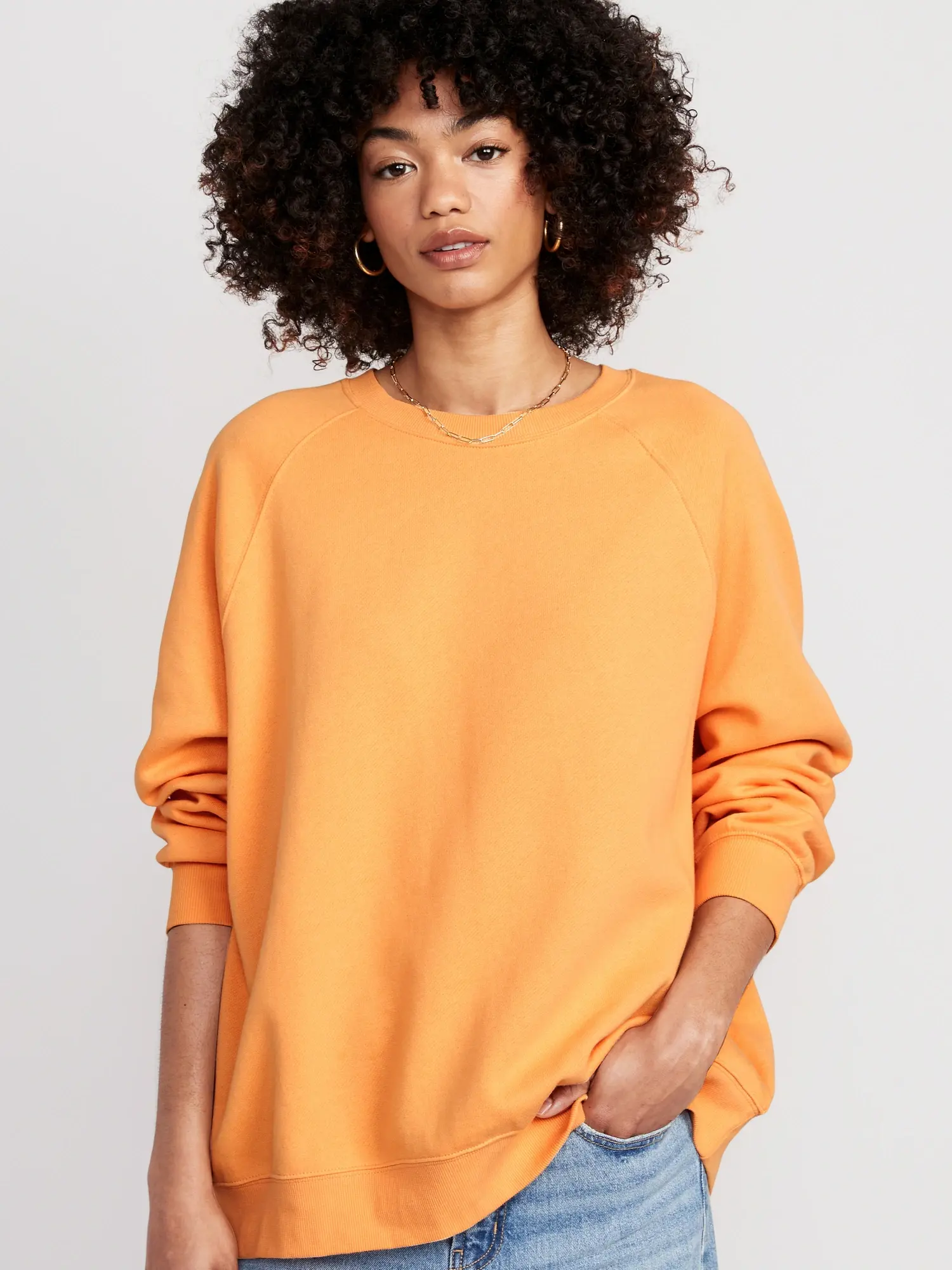 Old Navy - Oversized Vintage Tunic Sweatshirt for Women orange