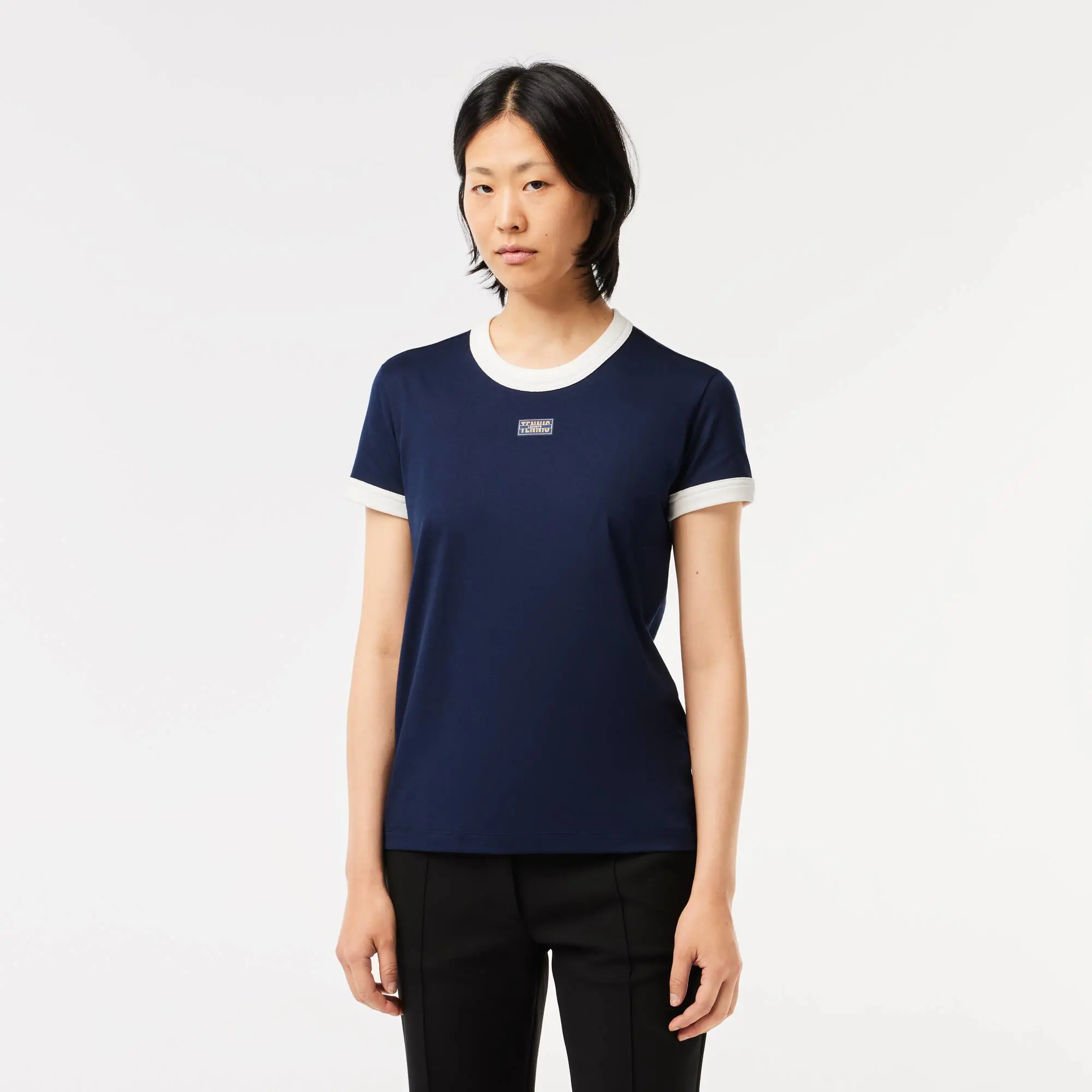 Lacoste T-Shirt aus Baumwolle mit Tennis-Aufnäher. 1
