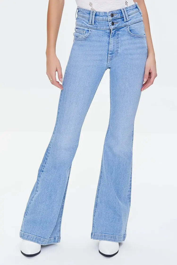 Forever 21 Forever 21 Recycled Cotton High Rise Flare Jeans Medium Denim. 1