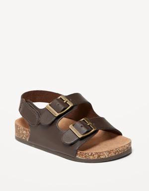 Faux-Leather Double-Buckle Sandals for Baby brown