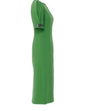 فستان سهرة أخضر كلاسيكي متوسط الطول مزين على مستوى الكم