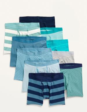 Soft-Washed Built-In Flex Boxer-Brief Underwear 10-Pack for Men --6.25-inch inseam blue