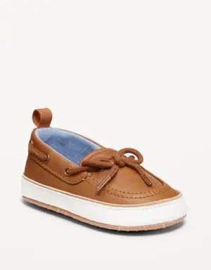 Faux-Leather Boat Shoes for Baby brown