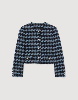 Cropped houndstooth tweed jacket Login to add to Wish list