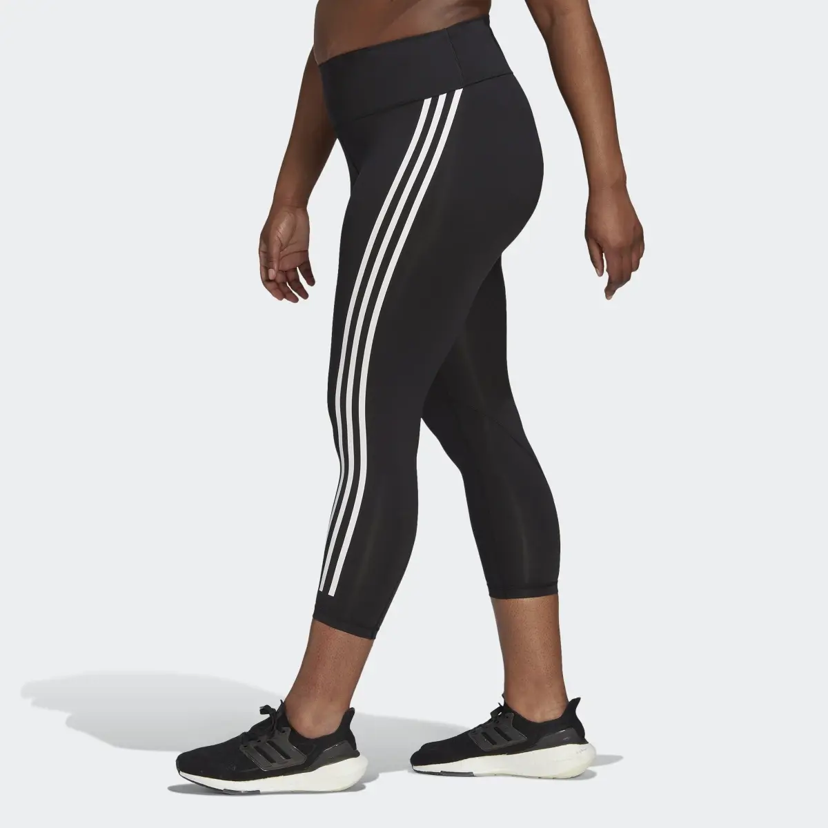 Adidas Optime TrainIcons 3-Stripes 7/8 Leggings (Plus Size). 2