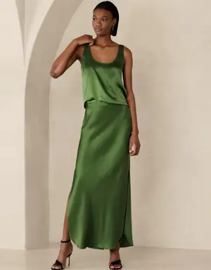 Dreamer Silk Maxi Skirt green