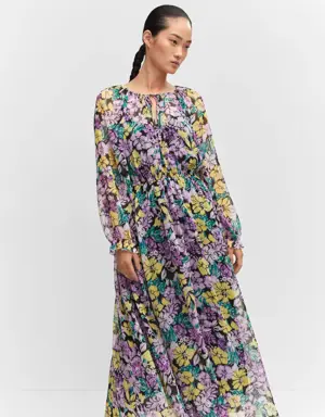 Textured floral-pattern dress