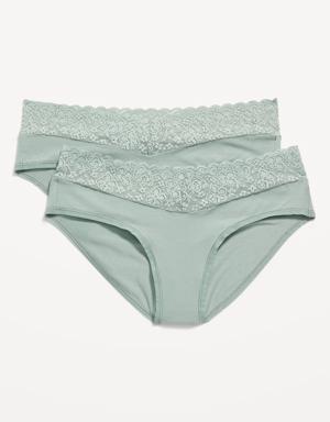 Maternity 2-Pack Lace-Trimmed Below-Bump Underwear blue