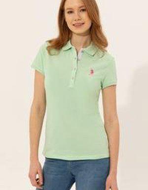 Kadın Mint Polo Yaka Basic T-shirt
