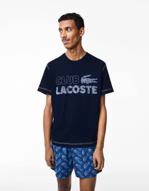 T-shirt em algodão orgânico com estampado vintage Lacoste para homem