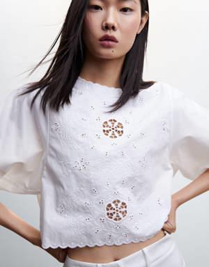 Swiss embroidery cotton blouse