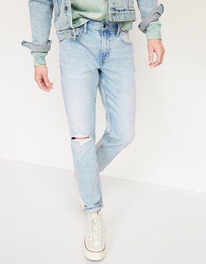 Relaxed Slim Taper Built-In Flex Light Ripped Jeans blue