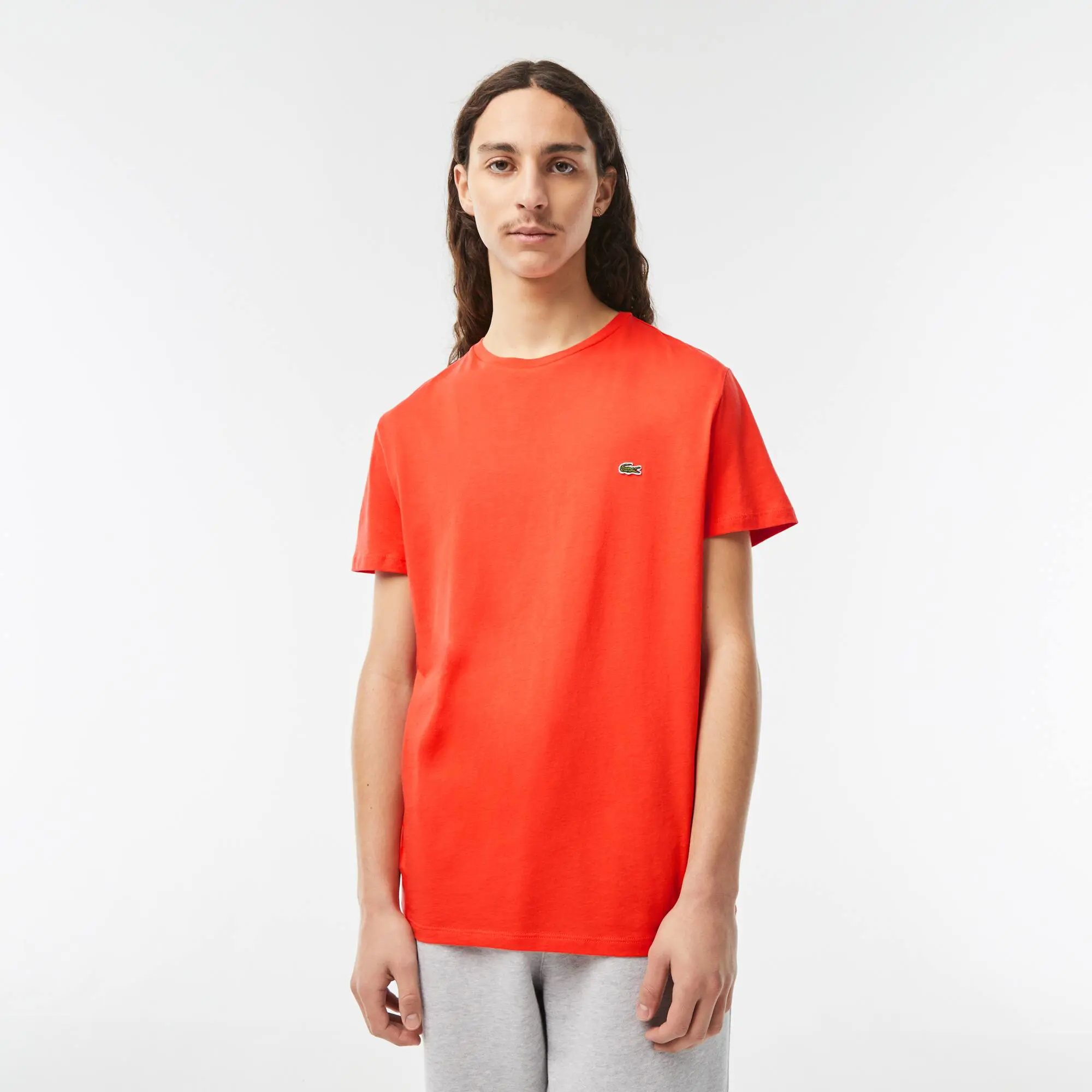 Lacoste T-shirt decote redondo em jersey de algodão pima unicolor. 1