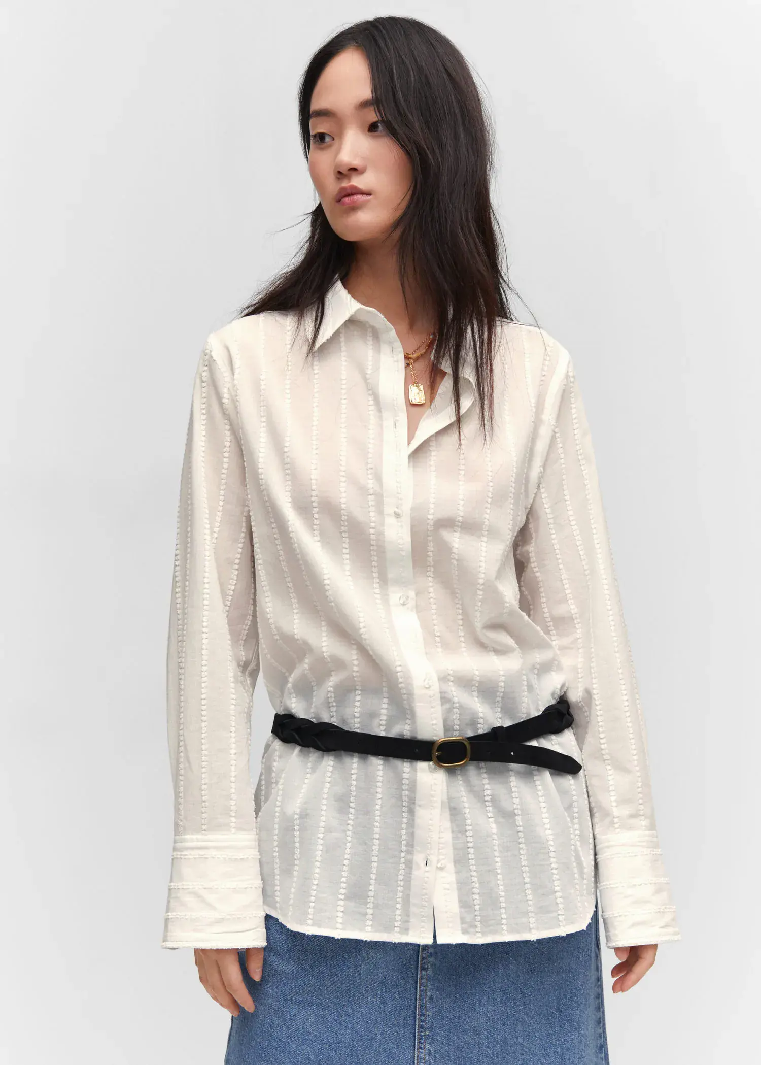 Mango Embroidered cotton shirt. 2