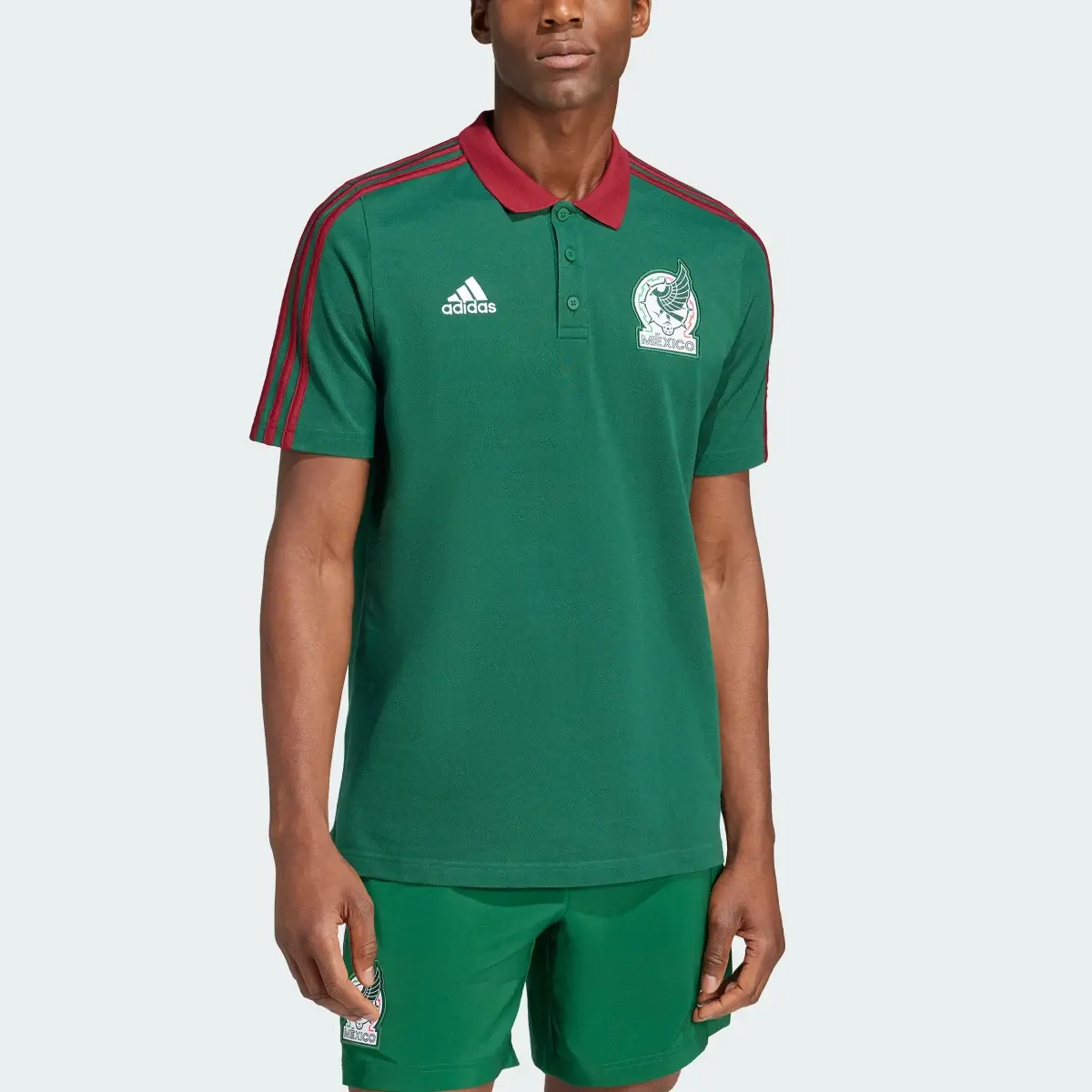 Adidas Playera Polo ADN 3 Franjas Selección Nacional de México. 1