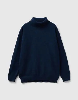 turtleneck sweater in cashmere and wool blend