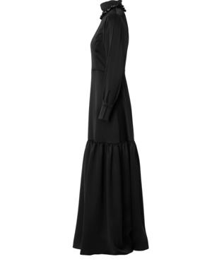 Embroidered Flowy Long Black Dress