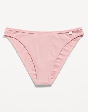 High-Waisted French-Cut Rib-Knit Bikini Underwear for Women pink