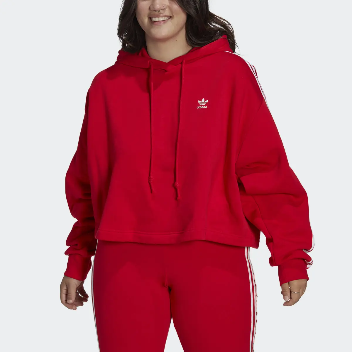 Adidas Adicolor Classics Crop Hoodie (Plus Size). 1