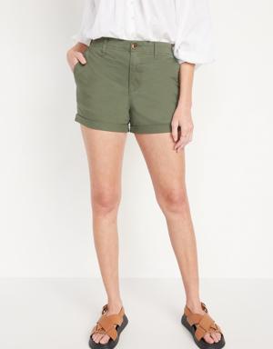 High-Waisted OGC Pull-On Chino Shorts -- 3.5-inch inseam green