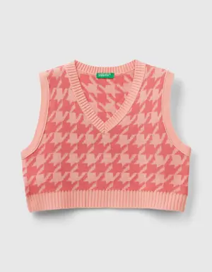 cropped houndstooth vest