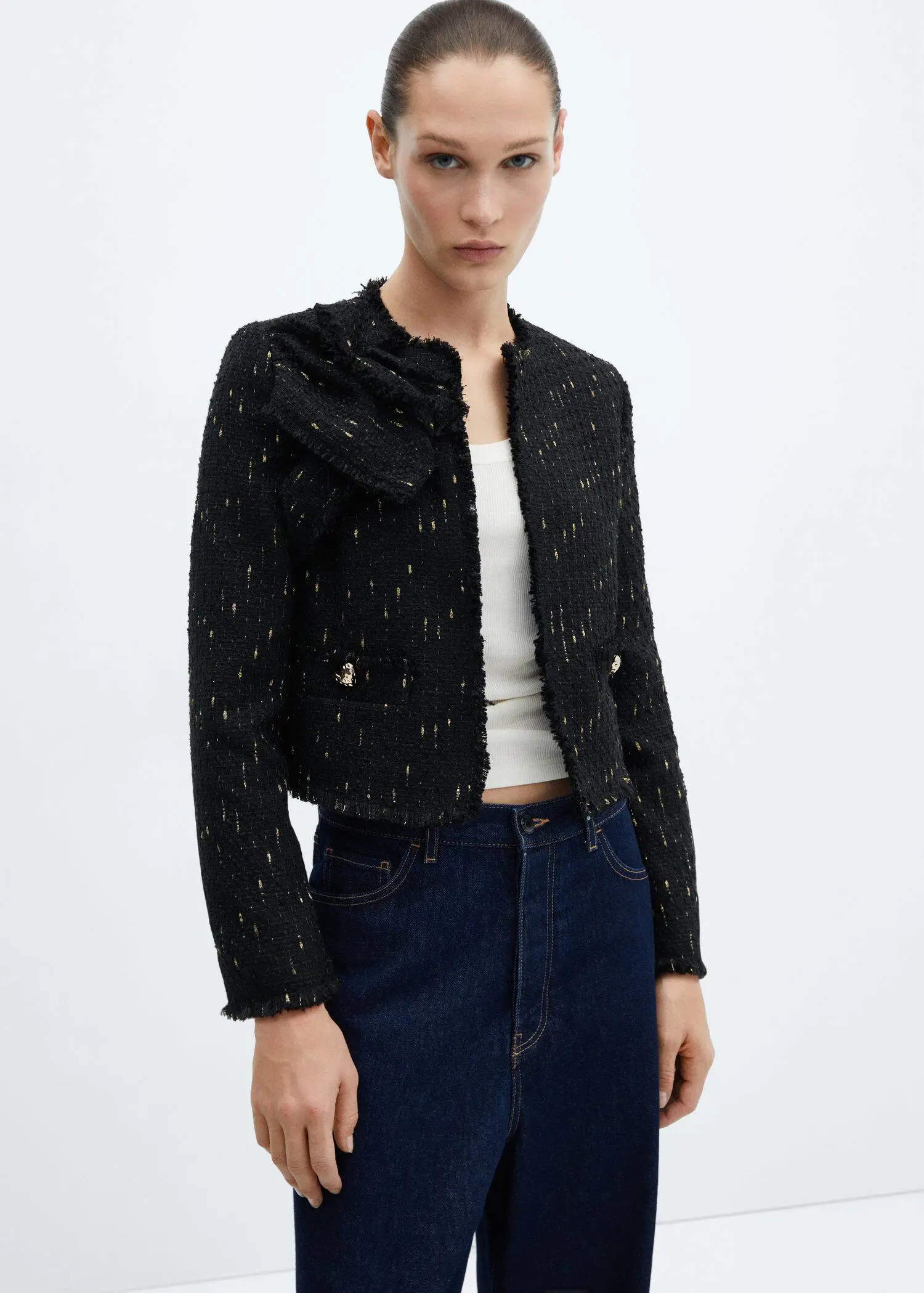 Mango Tweed jacket with lurex details. 2