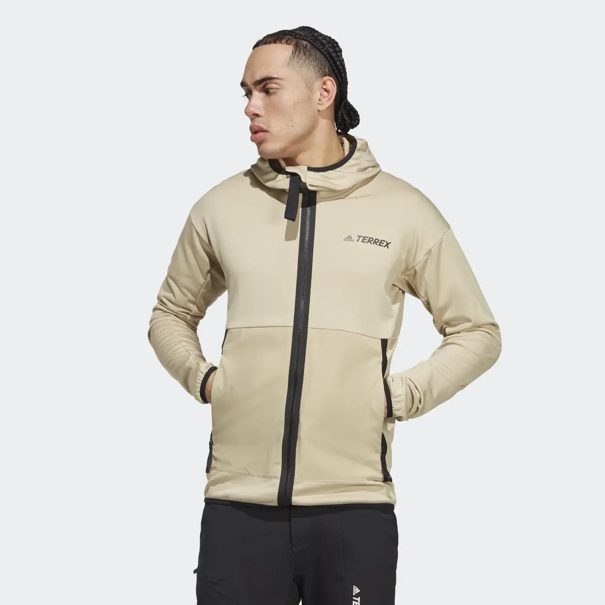 Adidas TERREX Tech Fleece Light Hooded Hiking Jacket. 2